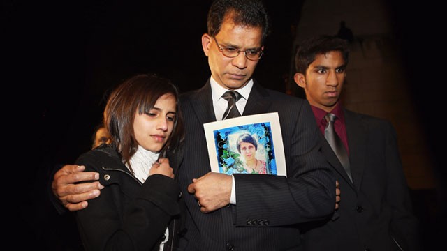 PHOTO: The daughter Lisha, husband Ben Barboza and son Junal of nurse Jacinta Saldanha arrive at the Houses of Parliament ahead of a meeting with MP Keith Vaz, Dec. 10, 2012 in London.