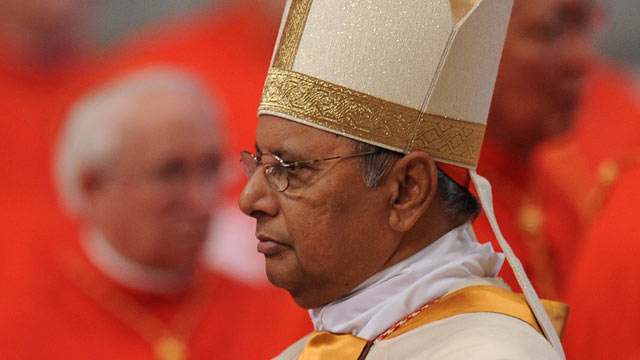 PHOTO: Albert Malcolm Ranjith Patabendige Don from Sri Lanka arrives for the Eucharistic celebration with the new cardinals where they will receive their ring from Pope benedict XVI, November 2010, at St Peter's basilica at The Vatican.