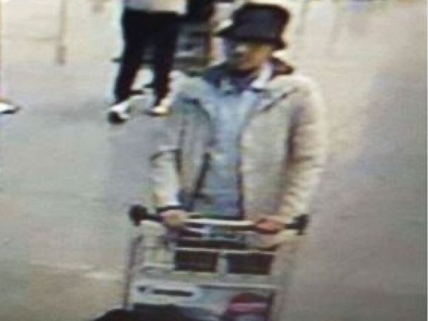 PHOTO: An image made from a security camera and released on March 22, 2016 by the Belgian federal police shows what the police say is a suspect in the attack at the Brussels Airport.