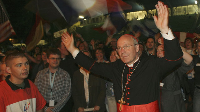 PHOTO: Cardinal Christof Schonborn attends the Emmanuel Community celebration in Flughfenstadion during World Youth Day, August 2005, in Cologne, Germany.