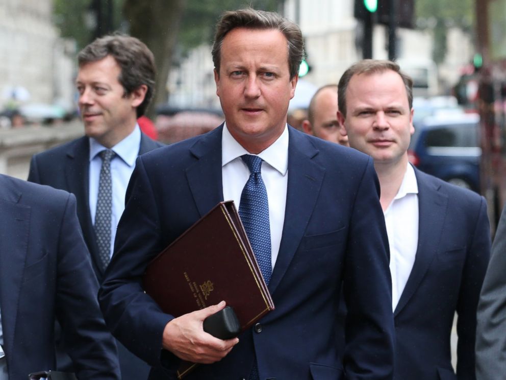 PHOTO: British Prime Minister David Cameron walks to Parliament from Downing Street on Sept. 1, 2014 in London, England.