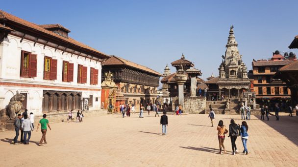 People visit the old royal palace at Basantapur Durbar square, Kathmandu, Nepal.