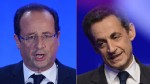 PHOTO: Socialist Party (PS) newly elected president Francois Hollande gives a speech after the results of the second round of the presidential election on May 6, 2012 in Tulle, southwestern France, and Right-wing incumbent candidate Nicolas Sarkozy (R) ad