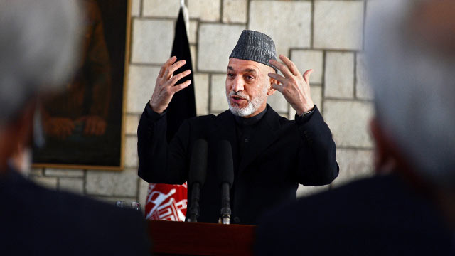 PHOTO: Afghan President Hamid Karzai answers questions during a press conference in Kabul, Afghanistan, March 4, 2013.