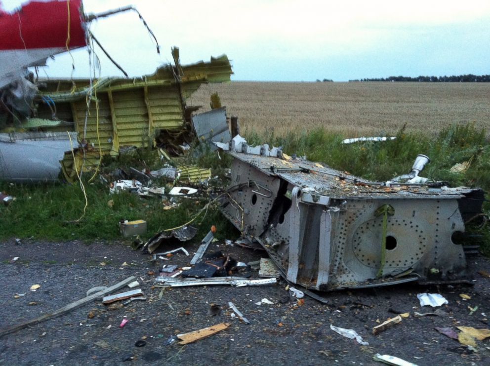 PHOTO: Wreckage of the Malaysian Airlines plane carrying 295 people from Amsterdam to Kuala Lumpur after it crashed, in east Ukraine, July 17, 2014.