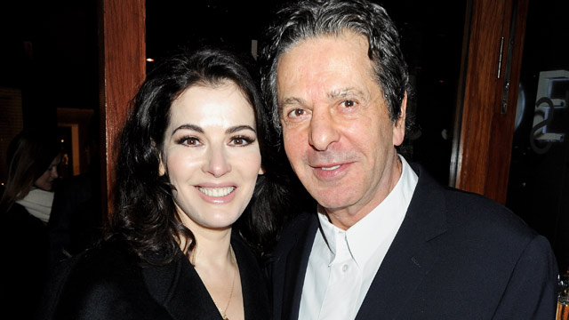 PHOTO: Nigella Lawson (L) and Charles Saatchi attend a dinner hosted by Joseph Group CEO Sara Ferrero and Vogue UK editor-at-large Fiona Golfar at Joes Restaurant on January 19, 2012 in London.