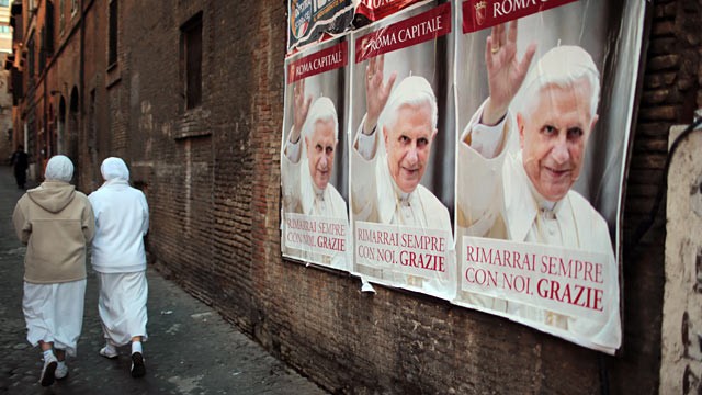 PHOTO: Posters bidding Pope Benedict XVI farewell