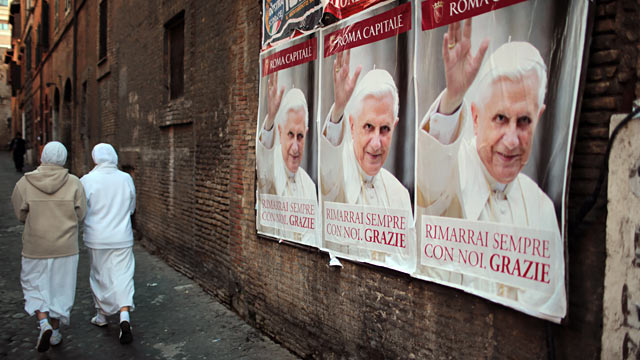 PHOTO: Posters bidding Pope Benedict XVI farewell