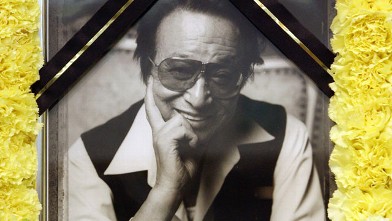 PHOTO: A portrait of South Korean film director Shin Sang-Ok is seen during his funeral in Seoul, April 12, 2006. Shin, who made movies for North Korean dictator Kim Jong-Il, has died at aged 80.