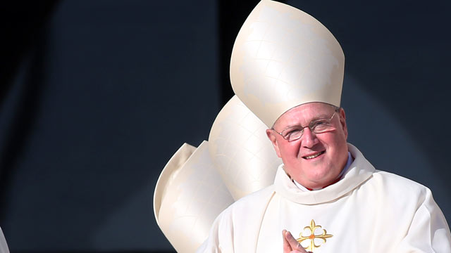 PHOTO: Archbishop of New York cardinal Timothy Dolan attends a canonisation ceremony held by Pope Benedict XVI, Oct. 21, 2012 in Vatican City.
