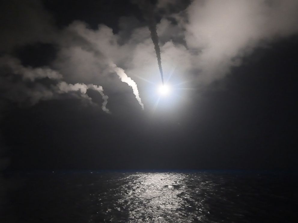 PHOTO:The guided-missile destroyer USS Porter conducts strike operations while in the Mediterranean Sea, April 7, 2017.