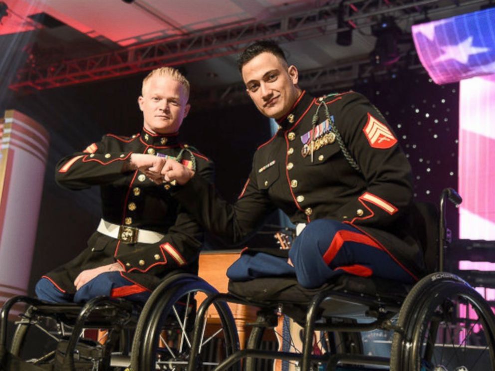PHOTO: Sgt. Justin Gaertner with best friend Sgt. Gabriel Martinez, both of whom lost their legs fighting in Afghanistan.