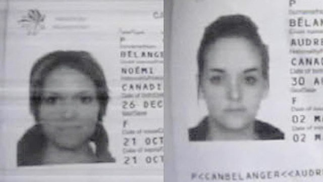 PHOTO: Passport photos of Noemi and Audrey Belanger, who where found dead at the Phi Phi Palm Residence Hotel, are shown.