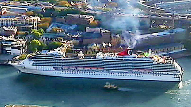 PHOTO: Authorities in Australia are looking for two people who are shown by surveillance footage, to be falling overboard during a Carnival Spirit cruise.