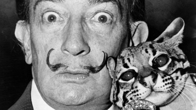 PHOTO: Salvador Dali with ocelot and cane, 1965. (Library of Congress)