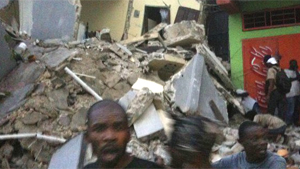 PHOTO A strong earthquake hit Haiti on Tuesday, Jan. 12, 2010 where a hospital collapsed and people were screaming for help. Other buildings also were damaged.