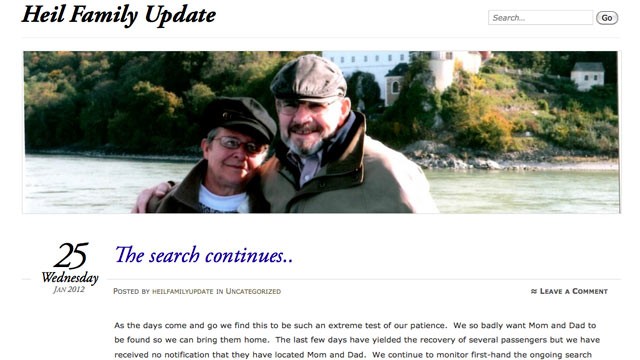 PHOTO: Family members of Jerry and Barbara Heil created this internet posting in regard to the search efforts for the couple who have been missing since the Costa Concordia cruise ship crash.