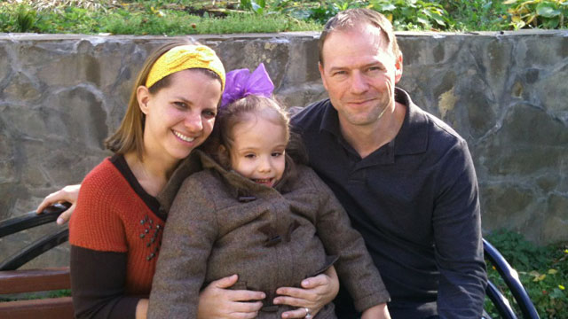 PHOTO: Kendra Skaggs and her husband with Russian orphan Polina