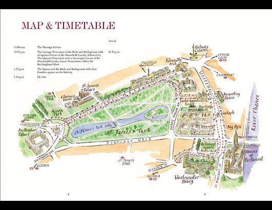 royal wedding timetable. A map and timetable provides a