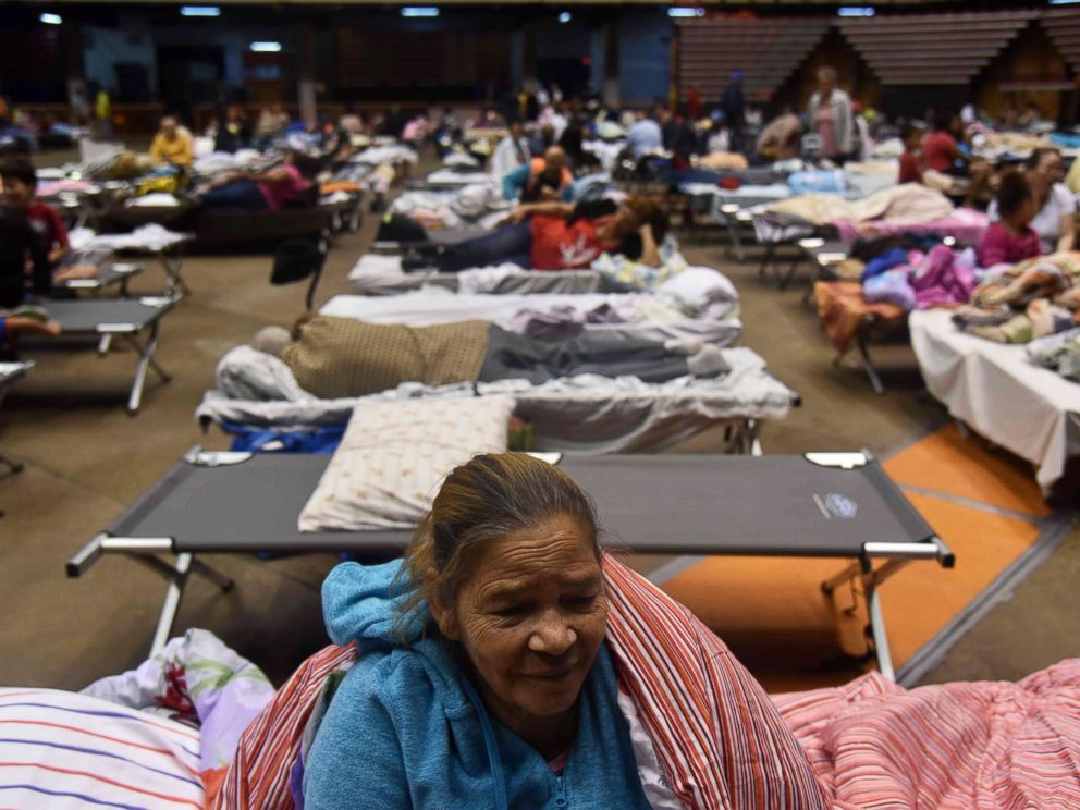 PHOTO: Librada is seen at the Roberto Clemente Coliseum refuge in San Juan, Puerto Rico, Sept. 19, 2017, prior the arrival of Hurricane Maria. She left her house voluntarily to take refuge.