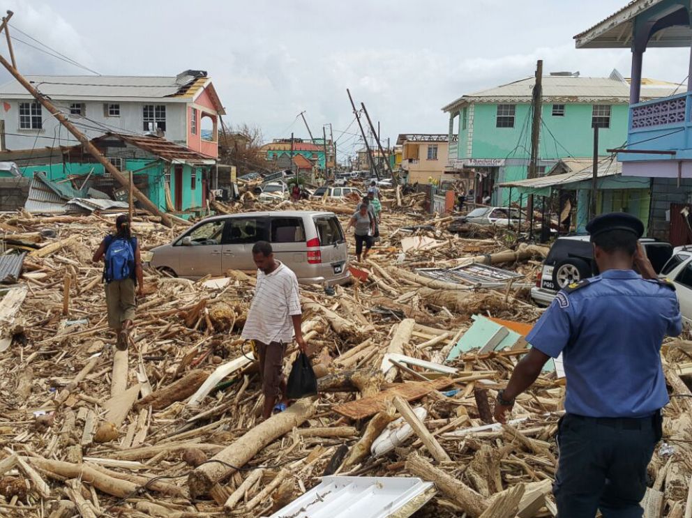 PHOTO: View of damage caused the day before by Hurricane Maria in Roseau, Dominica, Sept. 20, 2017.