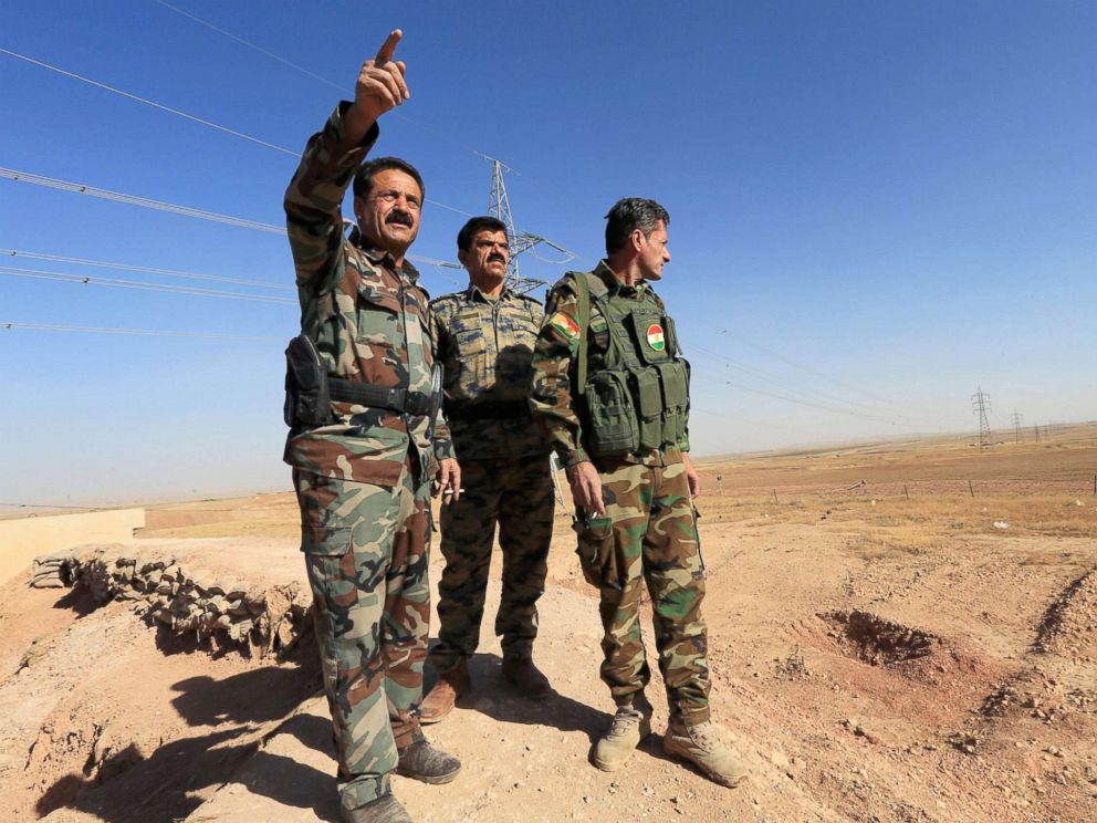 PHOTO: Kurdish Peshmerga fighters are seen in Karez area, west of Mosul, Iraq, Oct. 17, 2017.