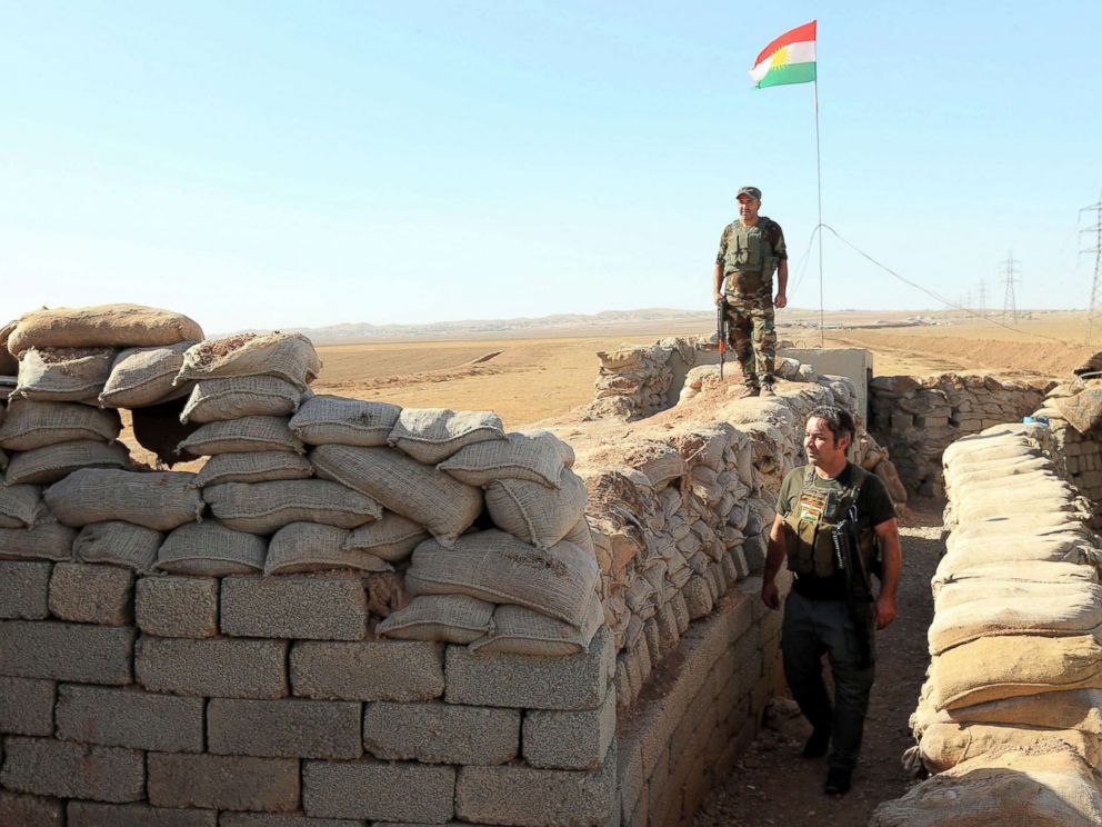 PHOTO: Kurdish Peshmerga fighters are seen in Karez area, west of Mosul, Iraq, Oct. 17, 2017.