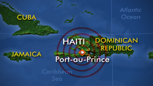 Earthquake, map Haiti, Port-au-Prince