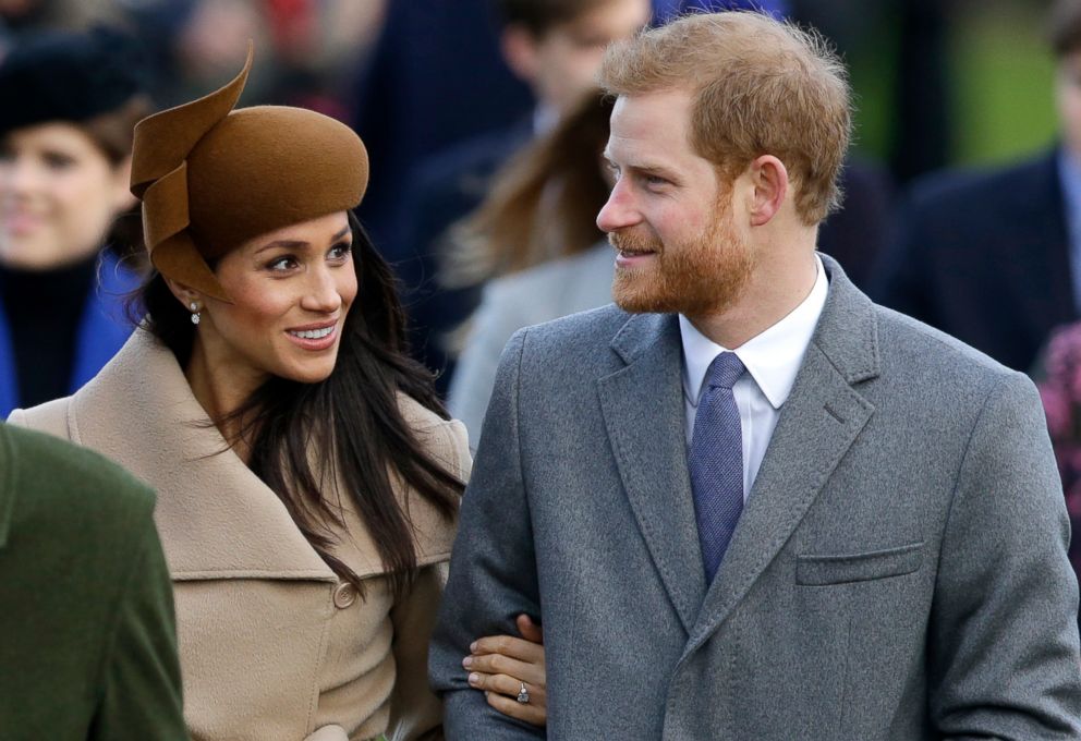 PHOTO: Prince Harry and his fiancee Meghan Markle arrive to attend the traditional Christmas Day service, at St. Mary Magdalene Church in Sandringham, England, Dec. 25, 2017.