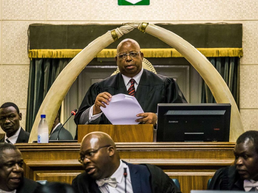 PHOTO: Zimbabwe Speaker of Parliament Jacob Mudenda presides over a parliament session where a motion is moved to impeach President Robert Mugabe on Nov. 21, 2017 at the Zimbabwean Parliament in Harare, Zimbabwe.