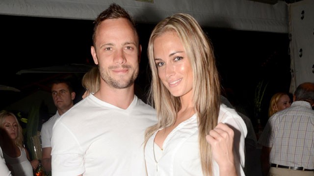PHOTO: Oscar Pistorius, left, and Reeva Steenkamp at Tashas All White Party at Melrose Arch Johannesburg, South Africa, Jan. 26, 2013.