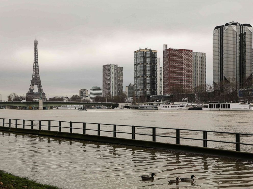 Ludovic Marin AFP Getty Images Ducks swim on the flooded banks of the river Seine in Paris Jan. 23 2018