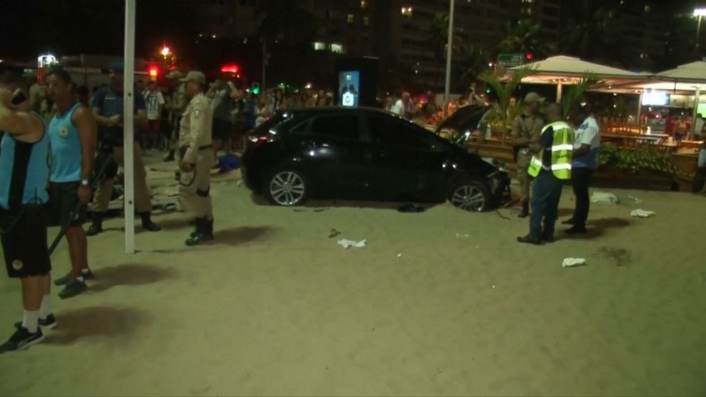 PHOTO: At least 15 people were injured after a car crashed into pedestrians near a beach in Rio de Janeiro, Jan. 18, 2018.