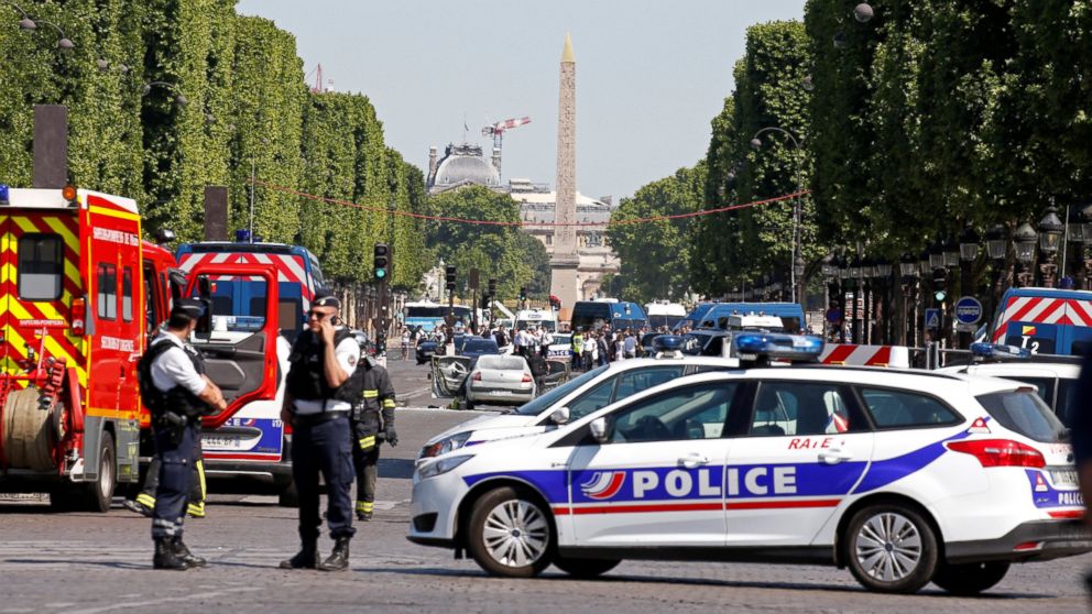 Driver of police targeted 'terror attack' in Paris had guns, gas canisters in vehicle