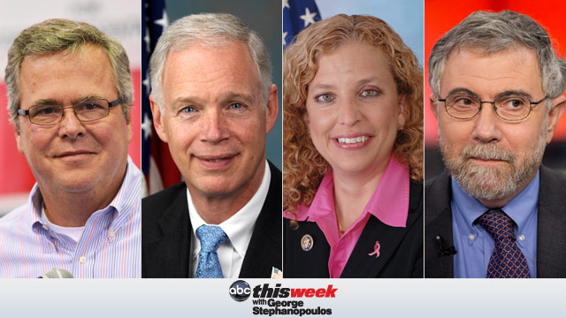 Gov. Jeb Bush, Sen. Ron Johnson, Rep. Debbie Wasserman Shultz and NY Times Columnist Paul Krugman