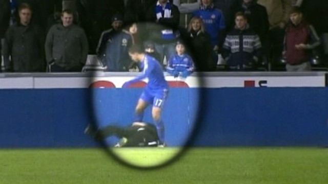 VIDEO: Chelseas winger Eden Hazard kicked the 17-year-old ball boy while attempting to retrieve the ball.