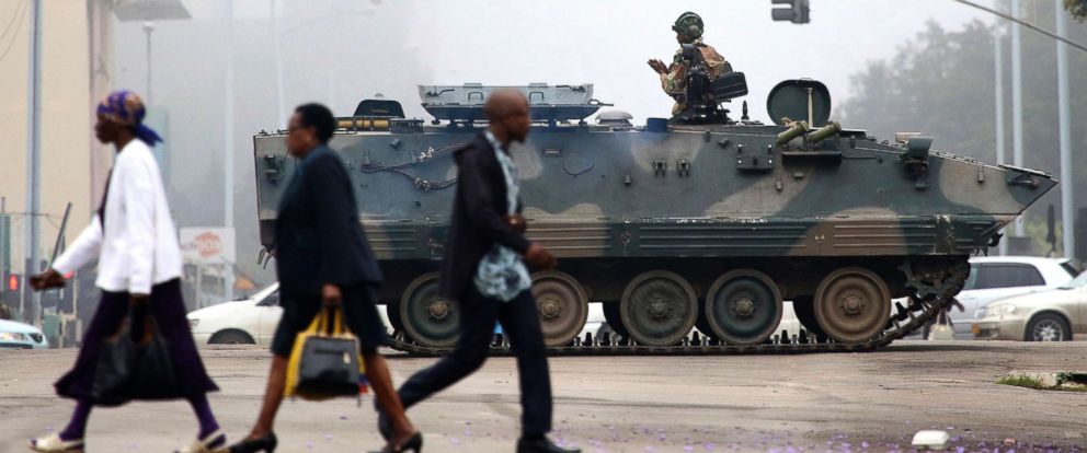 PHOTO: An armed soldier patrols a street in Harare, Zimbabwe, Nov. 15, 2017. 