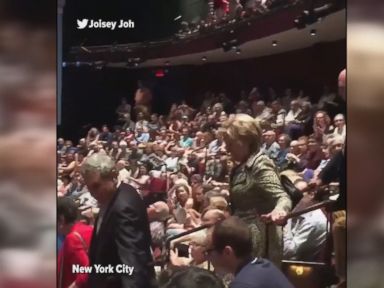 WATCH: Theater crowd cheers as Clintons enter
