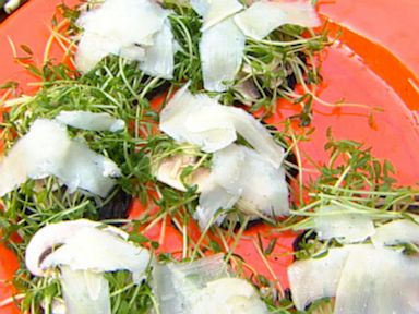 PHOTO: Mario Batalis Grilled Portobellos with Pea Sprouts