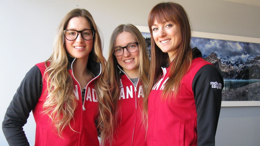 PHOTO: The three Canadian sisters, Chloe (L), Justine (C) and Maxime (R), are pictured on Jan. 21, 2014 at the Victoria Park gym center in Montreal, Canada.