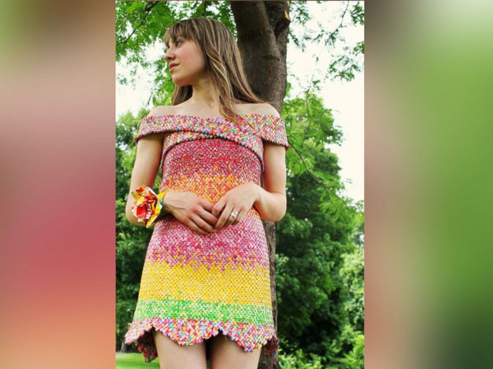 PHOTO: Emily Seilhamer spent five years making this dress out of more than 10,000 Starburst wrappers.