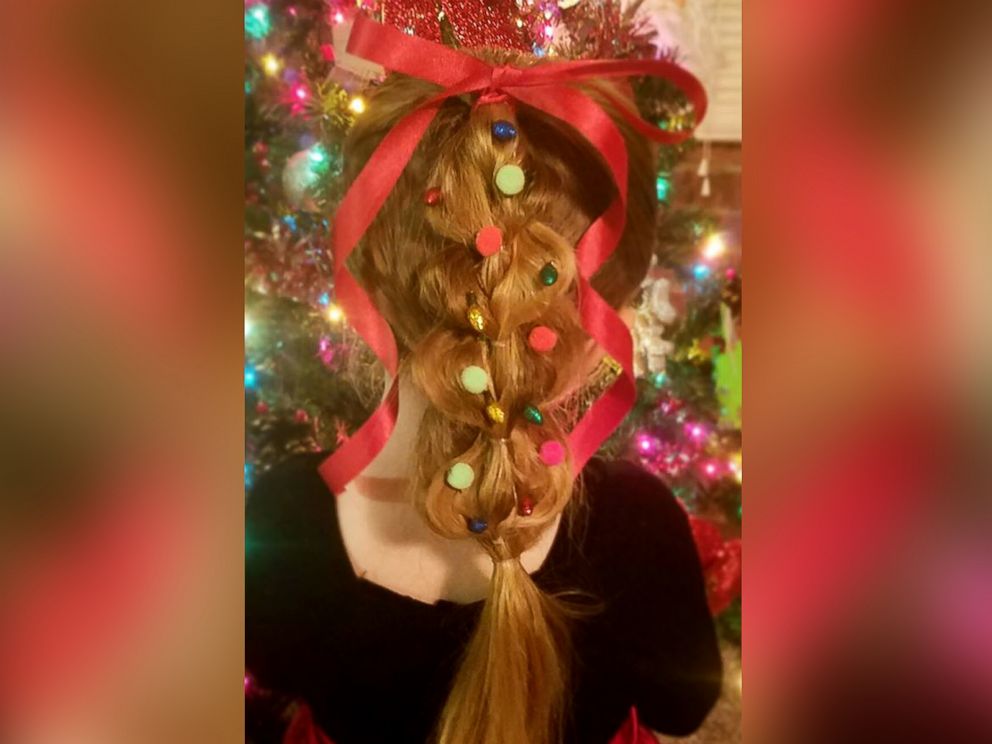 Dad Creates Daughter S Incredible Christmas Themed Hairdos Abc News
