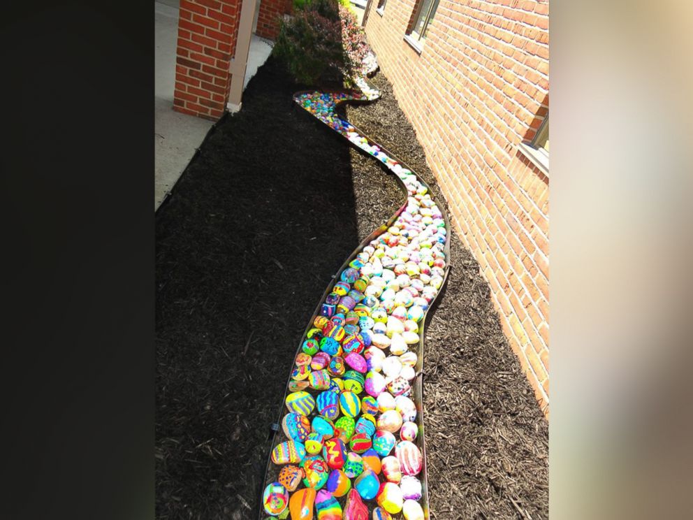 PHOTO: Art teacher Jessica Moyes tasked 740 students to paint a rock any way they wanted. What resulted was a project going viral online.