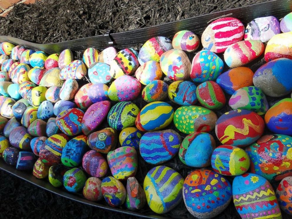 PHOTO: Art teacher Jessica Moyes tasked 740 students to paint a rock any way they wanted. What resulted was a project going viral online.