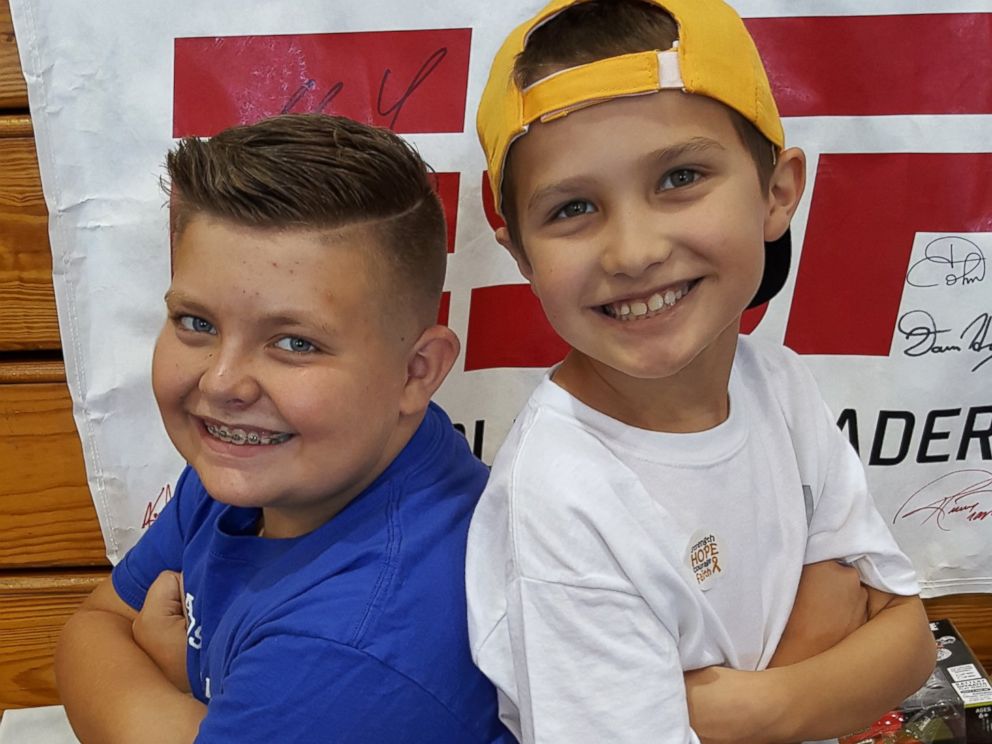 PHOTO: Seen in an undated photo, Brady Kahle, 10, and his friend Landen Palatino, 9, who was diagnosed with a grade 4 brain tumor on Jan. 8, 2016