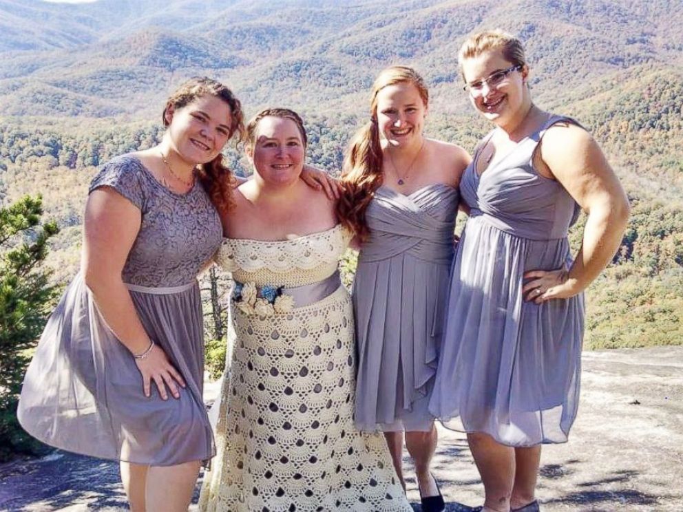 PHOTO: Bride Clara Orland hand-crocheted her dress to get married on top Looking Glass Rock in North Carolina.
