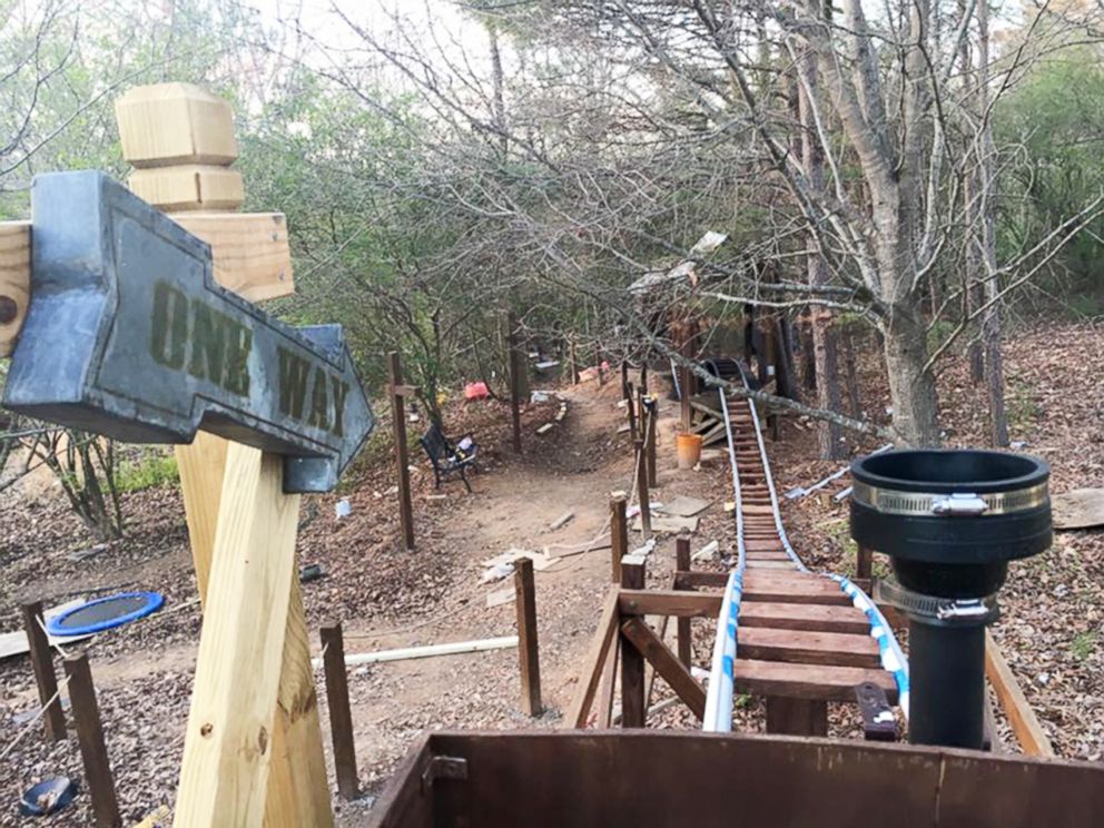 PHOTO: Jackson Crosskno, 19, of Canton, Ga., built an elaborate backyard roller coaster called the White Mountain Railroad.