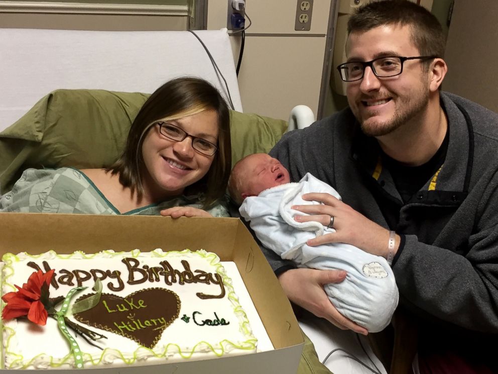 PHOTO: Hillary Gardner, 27, Luke Gardner, 27 of Baldwyn, Mississippi and their newborn son, Cade Lee Gardner, all share the same birthday, December 18.