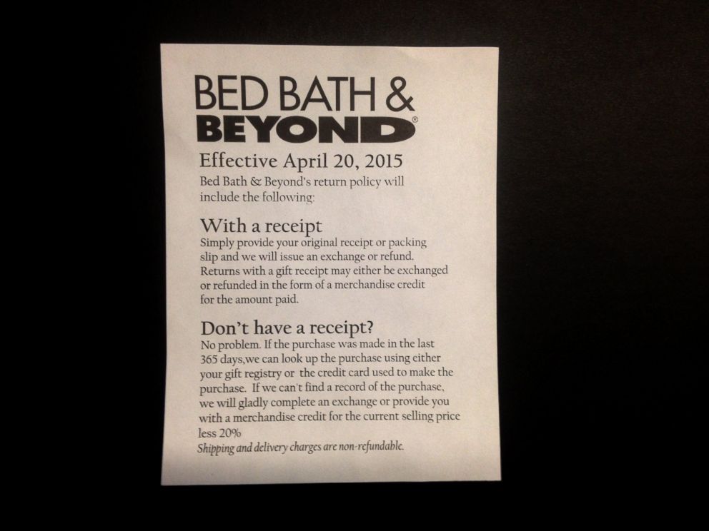 PHOTO: Bed Bath & Beyond will deduct 20 percent of value from items ...