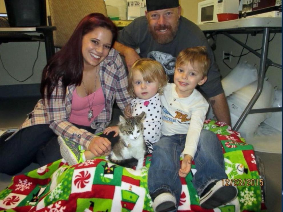 PHOTO:Orange County, California, parents Matt and Simone Tipton adopted a three-legged cat named Holly on Dec. 30, 2015, for their 2-year-old daughter Scarlette, who lost an arm in 2014.
